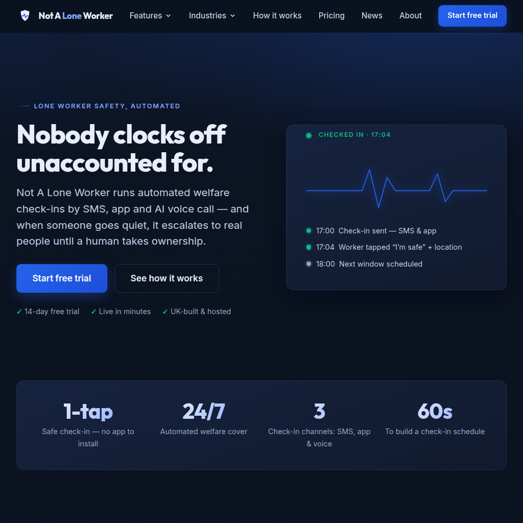 Not A Lone Worker — Lone Worker Safety, Automated