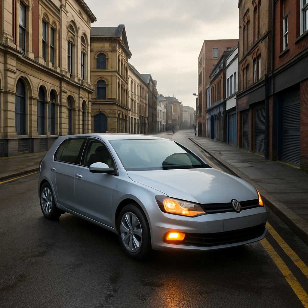 Silver hatchback parked on a Belfast street awaiting fuel drain