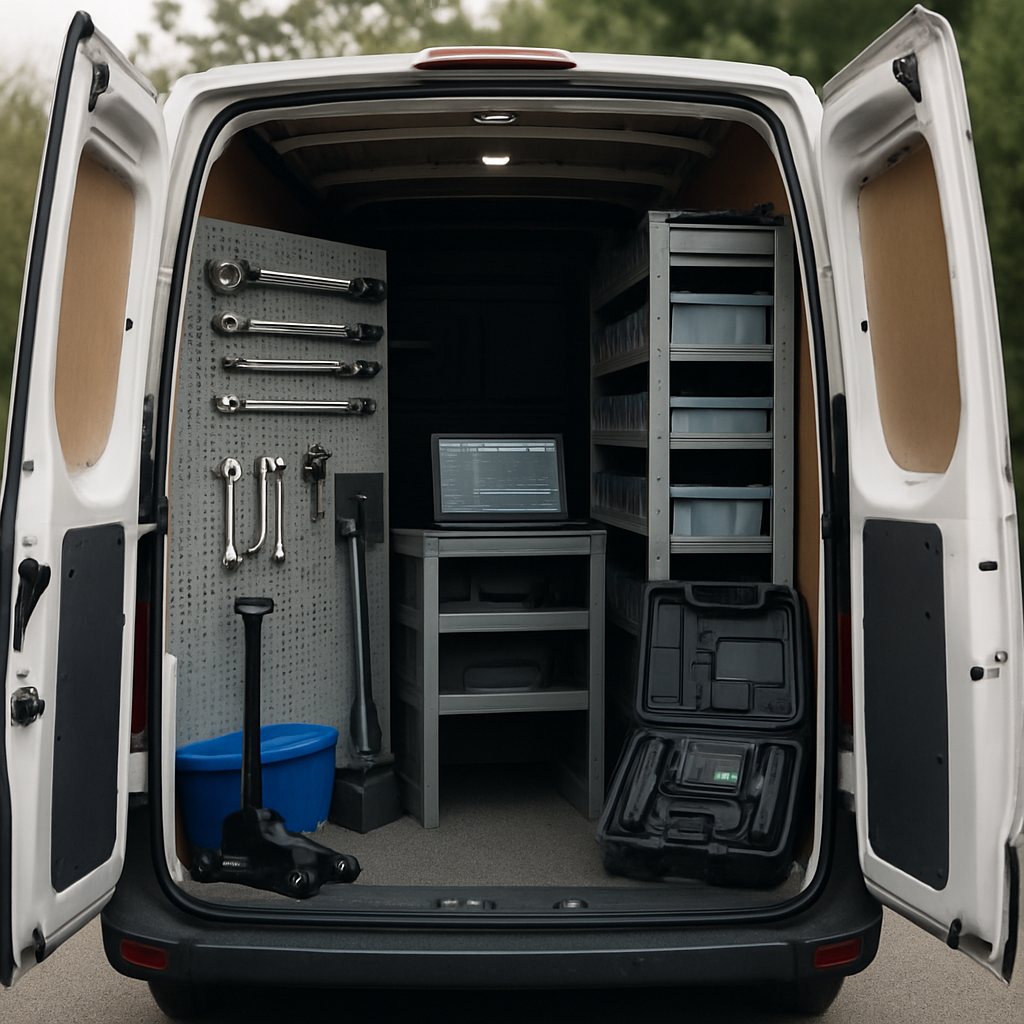 Engineer's mobile workshop van showing professional kit