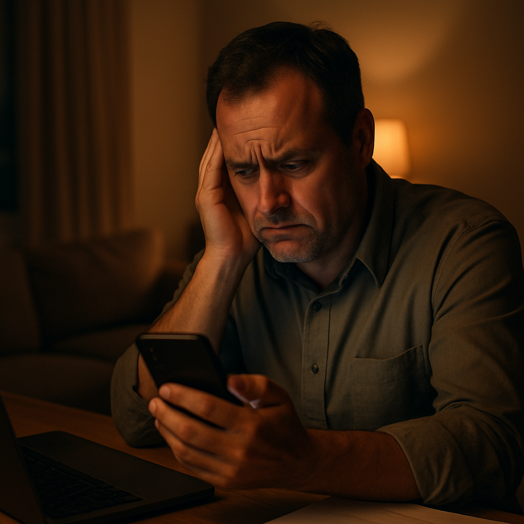 Fleet manager taking an out-of-hours breakdown call at home